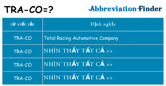 tra-co hiện những gì đứng cho