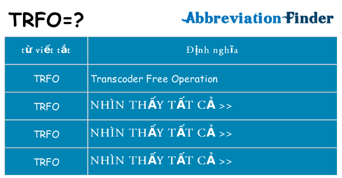 trfo hiện những gì đứng cho