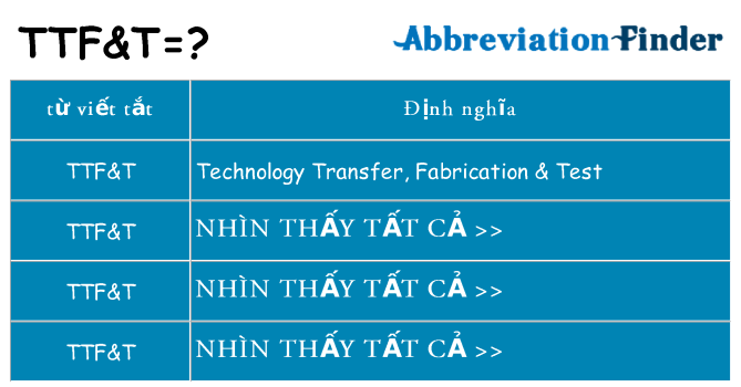 ttft hiện những gì đứng cho