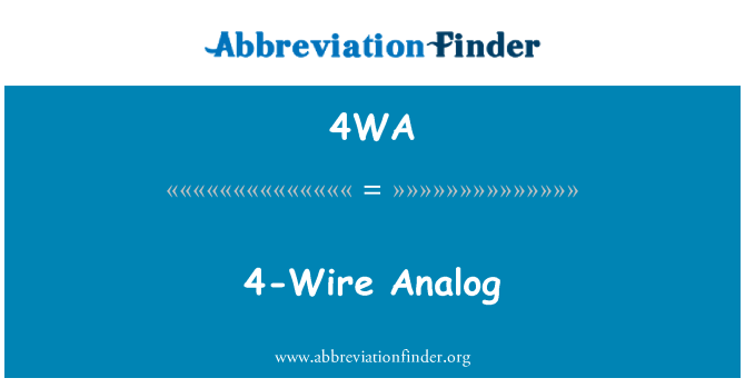4WA: 4-vodičové Analog