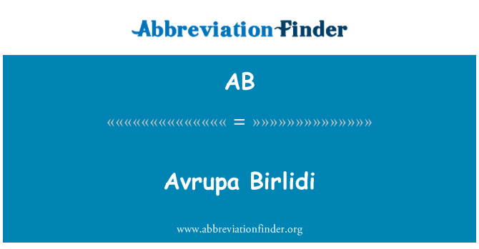 AB: Avrupa Birlidi