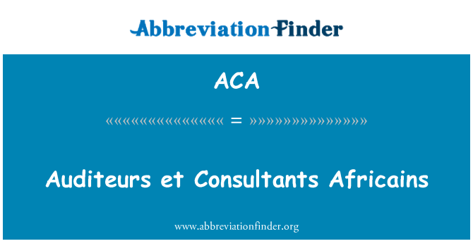 ACA: Auditeurs et Africains svetovalci