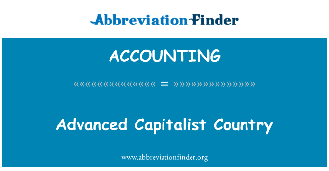 ACCOUNTING: Vyspělé kapitalistické země