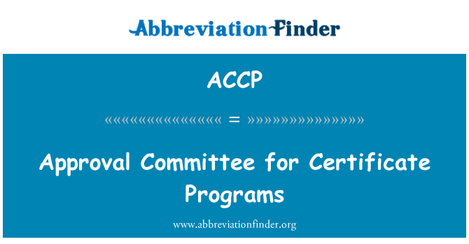 ACCP: Schválení výboru pro certifikační programy