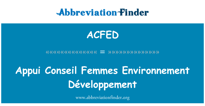 ACFED: Appui Conseil Femmes Environnement Développement