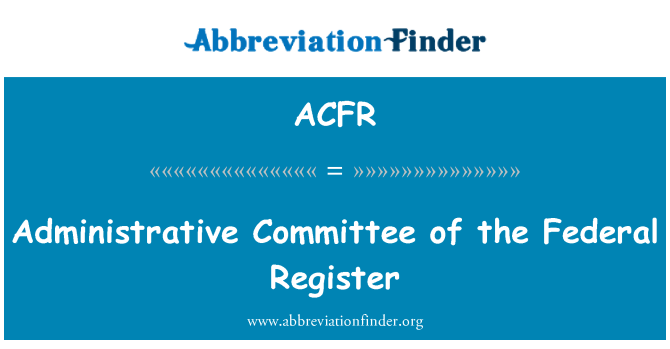 ACFR: Správní výbor federální registru