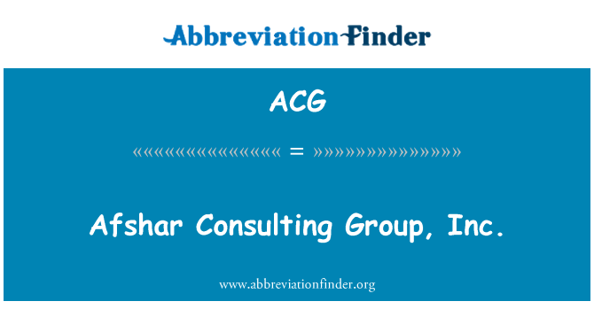 ACG: Afshar ymgynghori grŵp, inc.