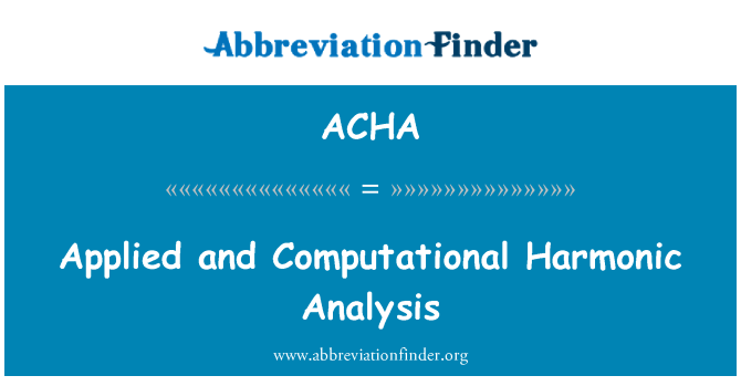 ACHA: Aplicata si computationala analiză armonică