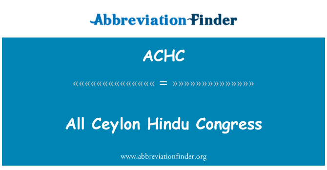 ACHC: All Ceylon Hindu Congress