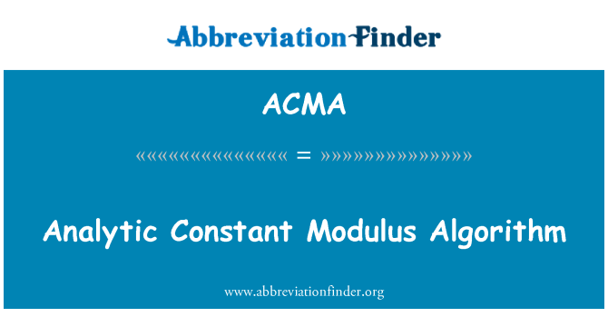 ACMA: Pastāvīgu analītisko moduli algoritms