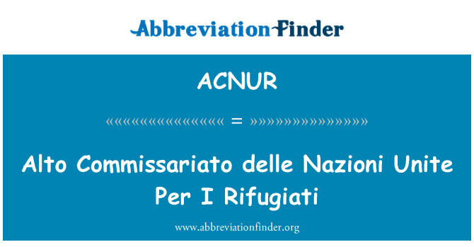 ACNUR: Alto Commissariato delle Nazioni sjednotit na I Rifugiati