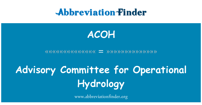 ACOH: Poradní výbor pro operativní hydrologie