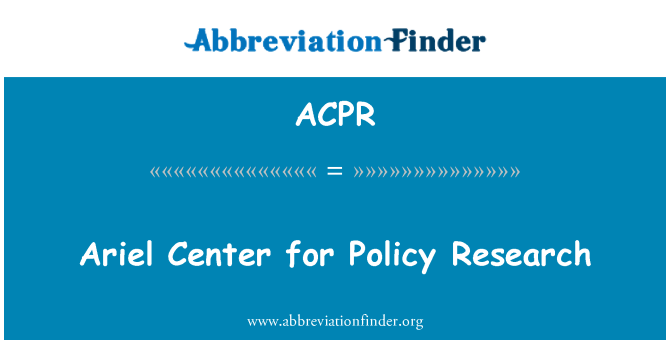 ACPR: Ariel Center for Policy Research