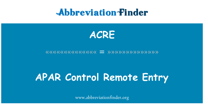 ACRE: APAR controle remota entrada