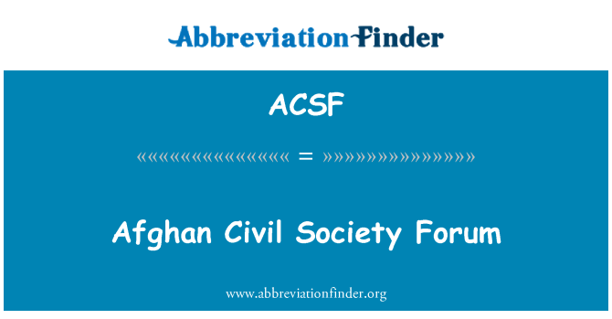 ACSF: Afghan Civil Society Forum