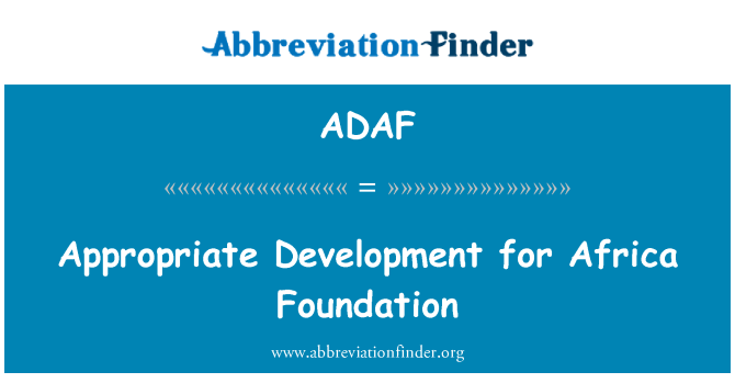 ADAF: アフリカ財団のための適切な開発