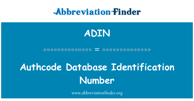 ADIN: Authcode Database Identification Number