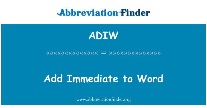 ADIW: Word کے لیے فوری طور پر ا ضافہ کریں
