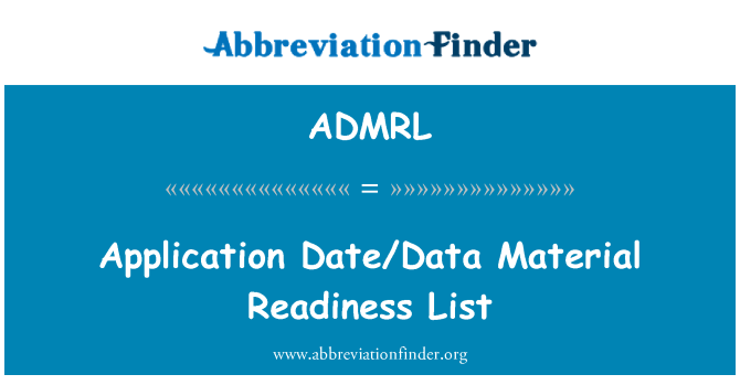 ADMRL: Lista de prontidão para Material de data/dados de aplicativos