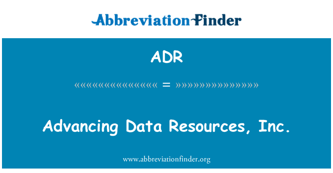 ADR: Avançando dados Resources, Inc.
