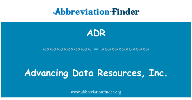 ADR: Framryckande Data resurser, Inc.