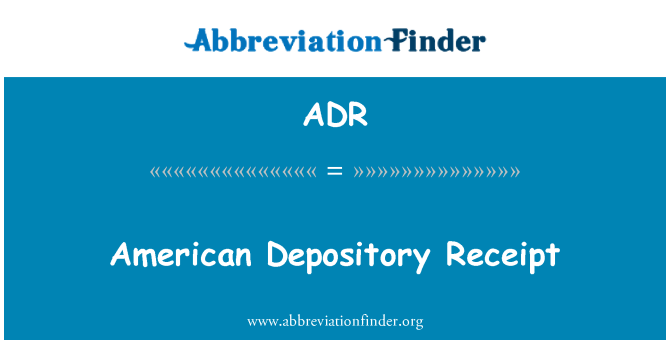 ADR: American Depository Eingang