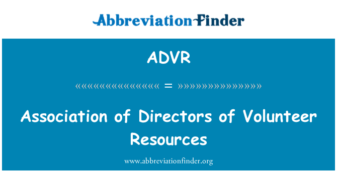 ADVR: رضاکار وسائل کے ڈائریکٹرز کی ایسوسی ایشن