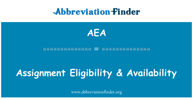 AEA: Zuordnung Förderfähigkeit & Verfügbarkeit
