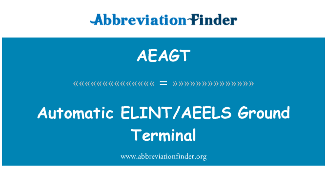 AEAGT: स्वत: ELINT/AEELS जमीन टर्मिनल