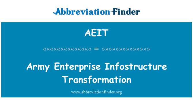 AEIT: Army Enterprise Infostructure Transformation