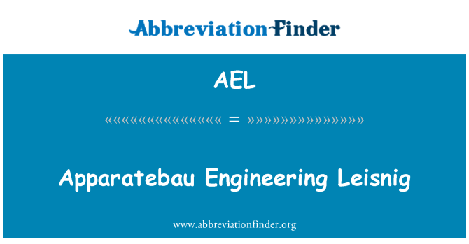 AEL: Apparatebau Engineering Leisnig