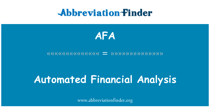 AFA: Automatizované finanční analýza