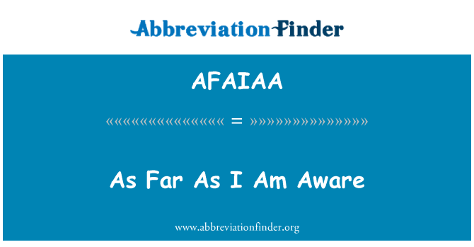 AFAIAA: 据我所知