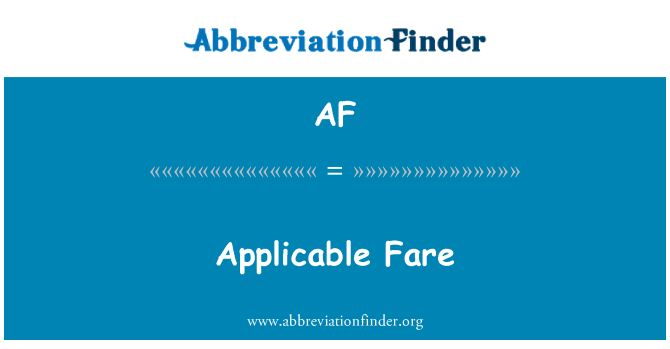 AF: Tariffa applicabile