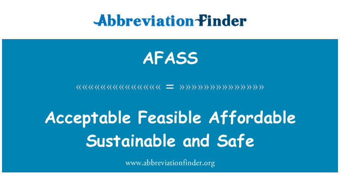 AFASS: Diterima layak terjangkau berkelanjutan dan aman