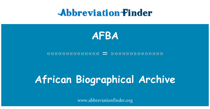 AFBA: Afrika biyografik Arşiv