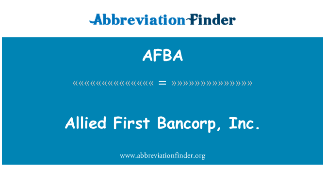 AFBA: Allied First Bancorp, Inc.