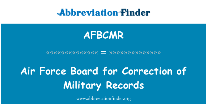 AFBCMR: Air Force Board per la correzione delle annotazioni militari