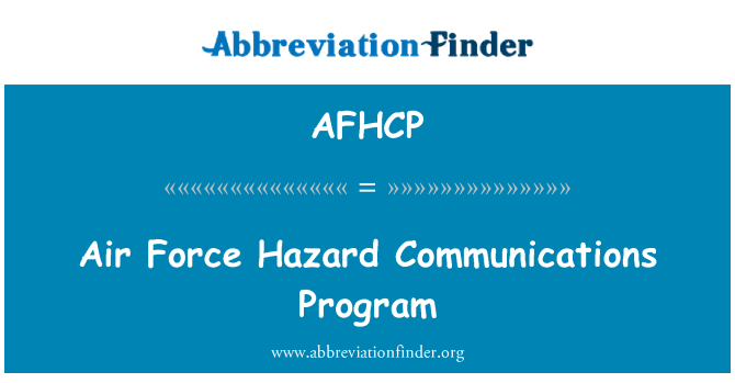 AFHCP: 공군 위험 커뮤니케이션 프로그램