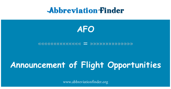 AFO: Annonce des occasions de vol