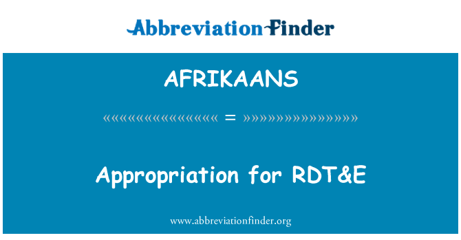 AFRIKAANS: จัดสรรเงิน RDT & E