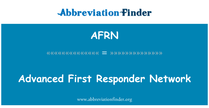 AFRN: Napredno prvega odziva omrežja