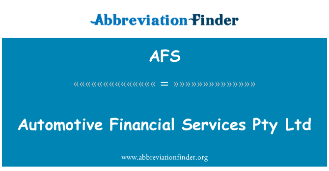 AFS: Avtomobilski Financial Services Pty Ltd