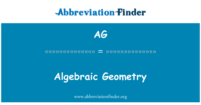 AG: Алгебраїчній геометрії