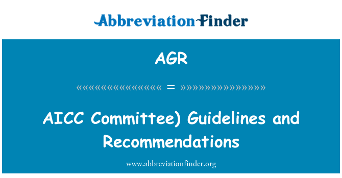 AGR: AICC Udvalget) retningslinjer og henstillinger
