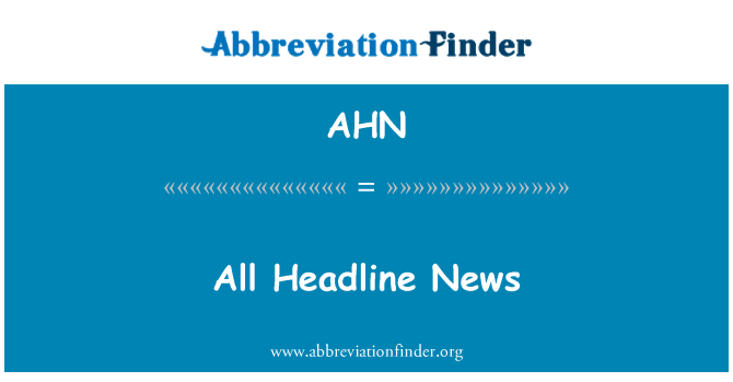 AHN: सभी शीर्षक समाचार