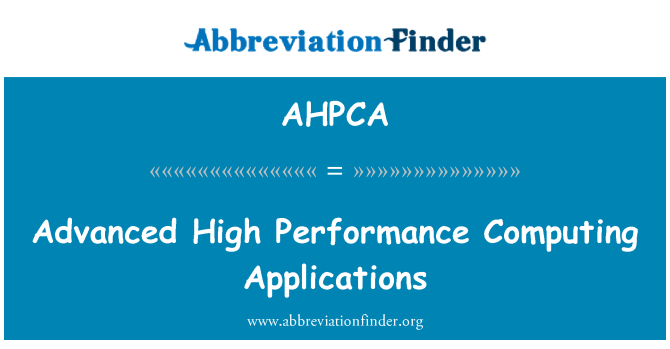 AHPCA: Avancerade applikationer med höga prestanda