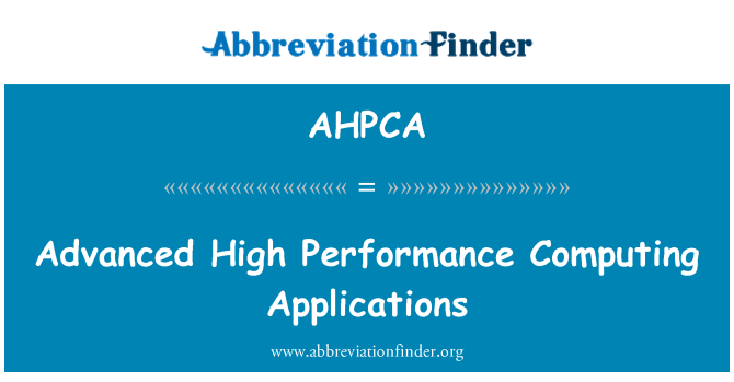 AHPCA: 고성능 컴퓨팅 응용 프로그램 고급