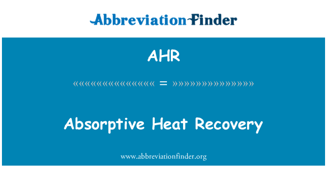 AHR: Récupération absorption chalè