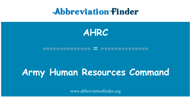 AHRC: Army Command človeških virov